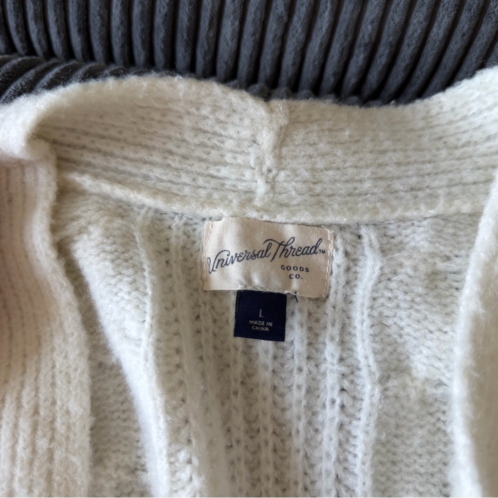 Universal Thread Cream Cable Knit Open-Front Card… - image 2